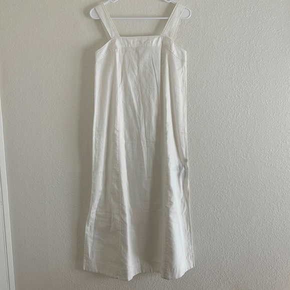 NWT Madewell Linen-Cotton Princess-Seamed White Midi Dress S - Picture 5 of 12